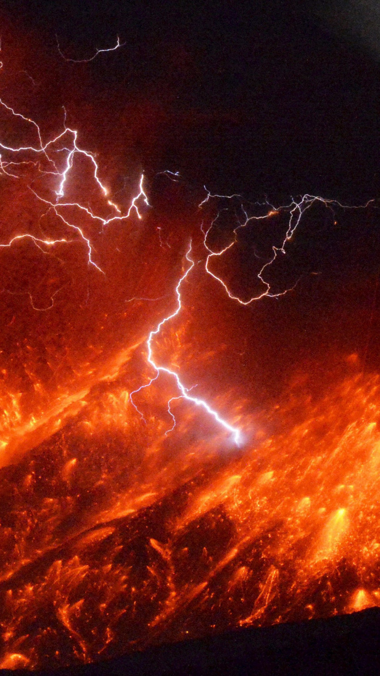 樱岛, 爆炸性的爆发, 火焰, 熔岩, 火山的地貌 壁纸 750x1334 允许