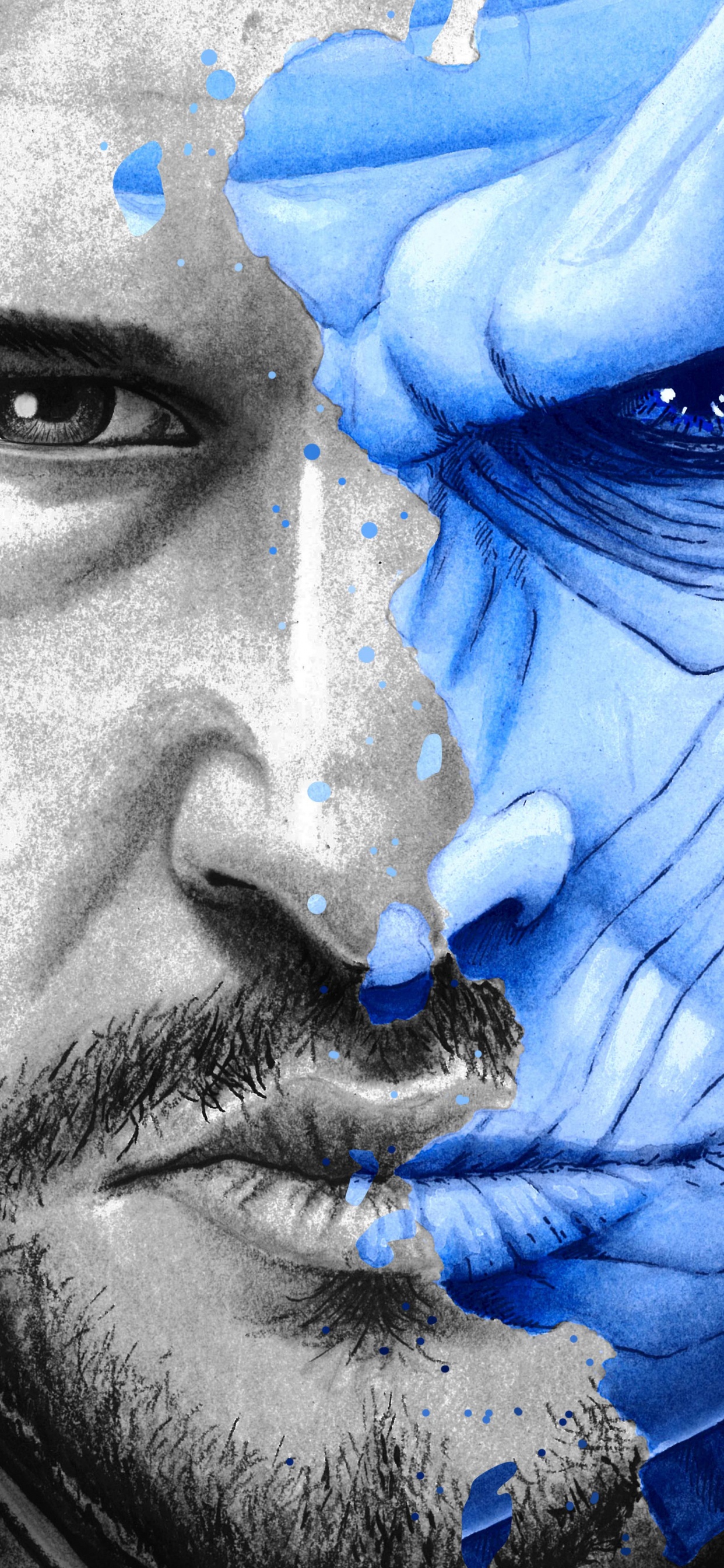 Femme Avec du Maquillage Bleu et Noir. Wallpaper in 1242x2688 Resolution