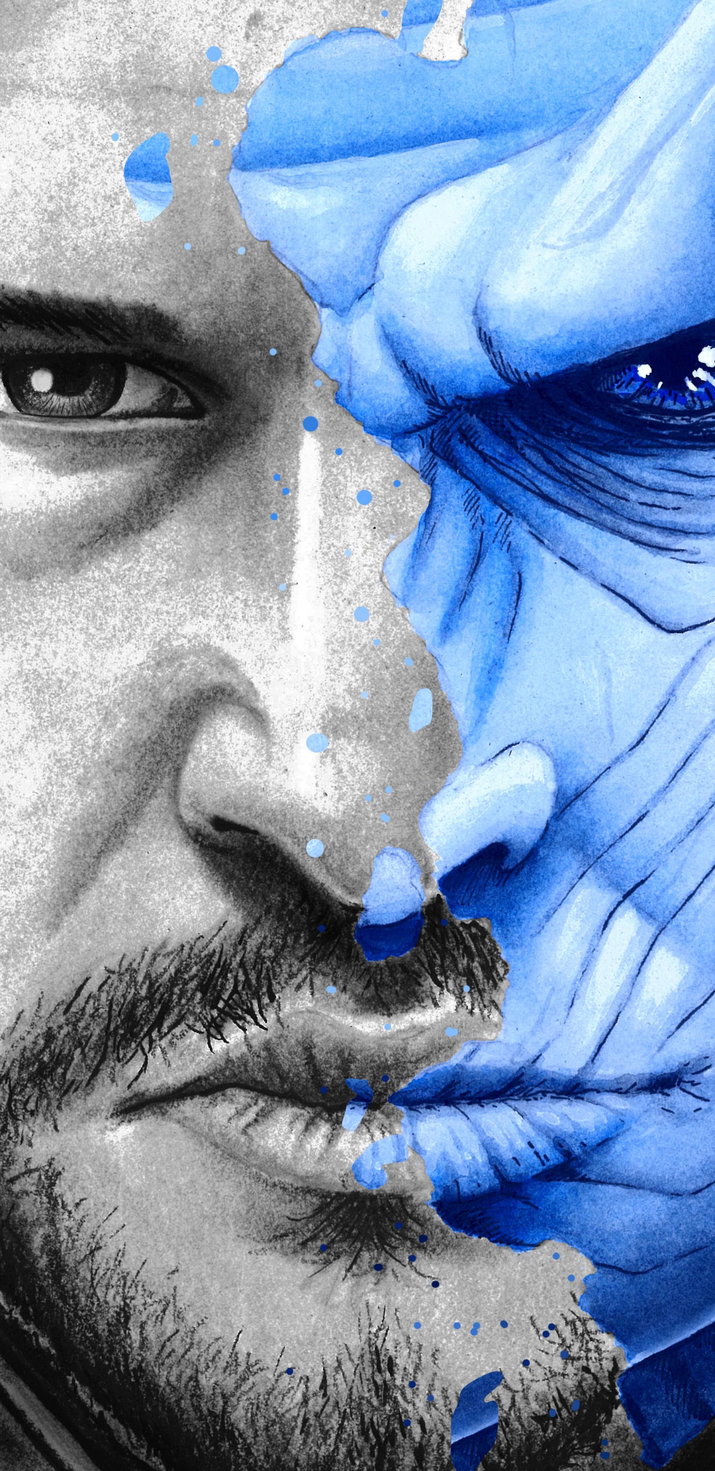 Mujer Con Pintura de Cara Azul y Negra. Wallpaper in 1440x2960 Resolution