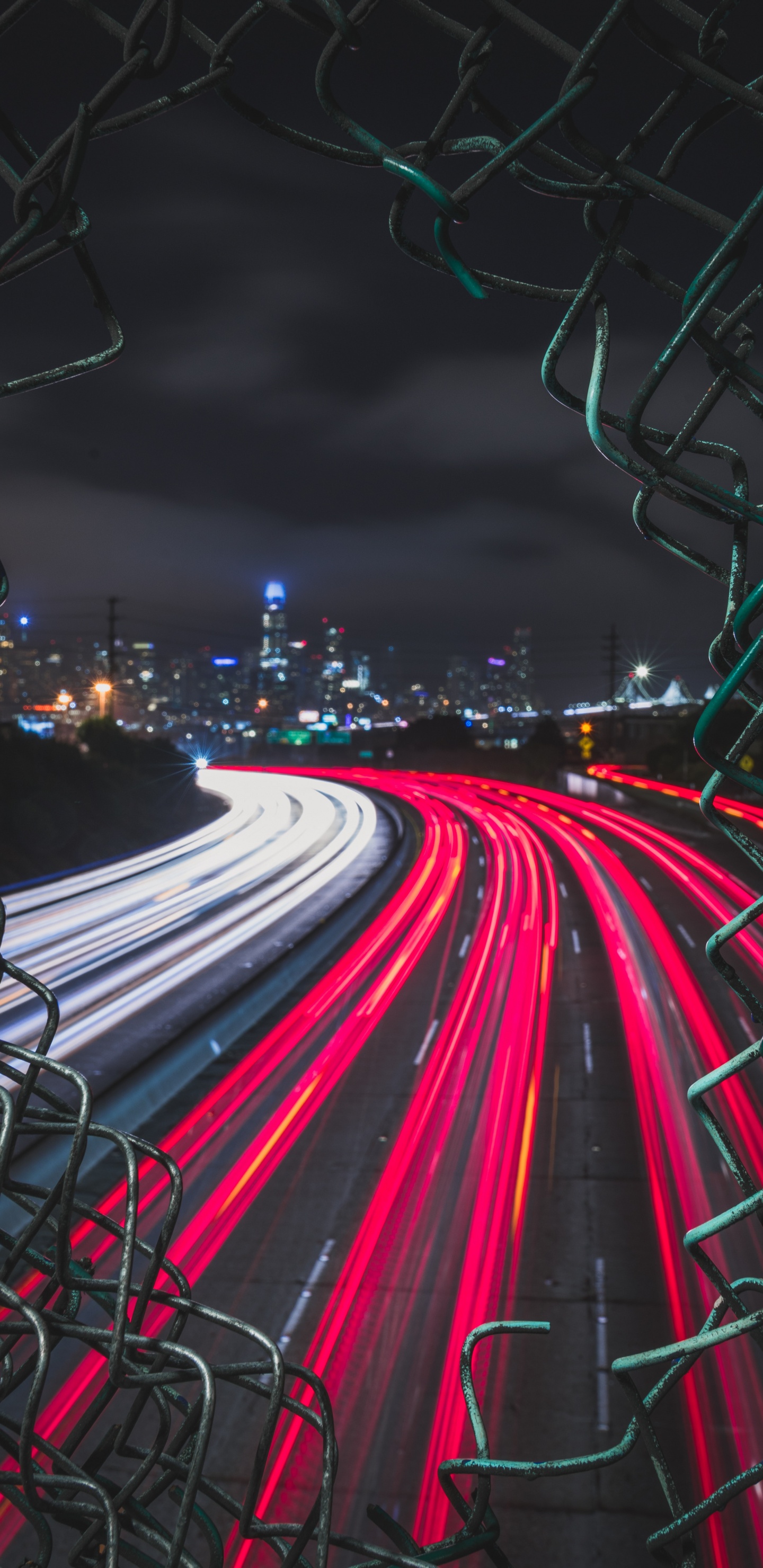 红色的, 光, 城市, 栅栏, 人类住区 壁纸 1440x2960 允许