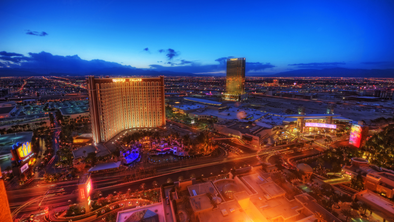 City Skyline During Night Time. Wallpaper in 1366x768 Resolution