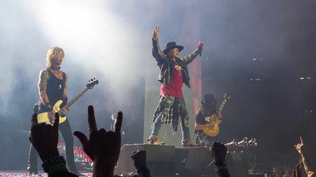Bühne, Rockkonzert, Guns N Roses, Leistung, Unterhaltung. Wallpaper in 1280x720 Resolution