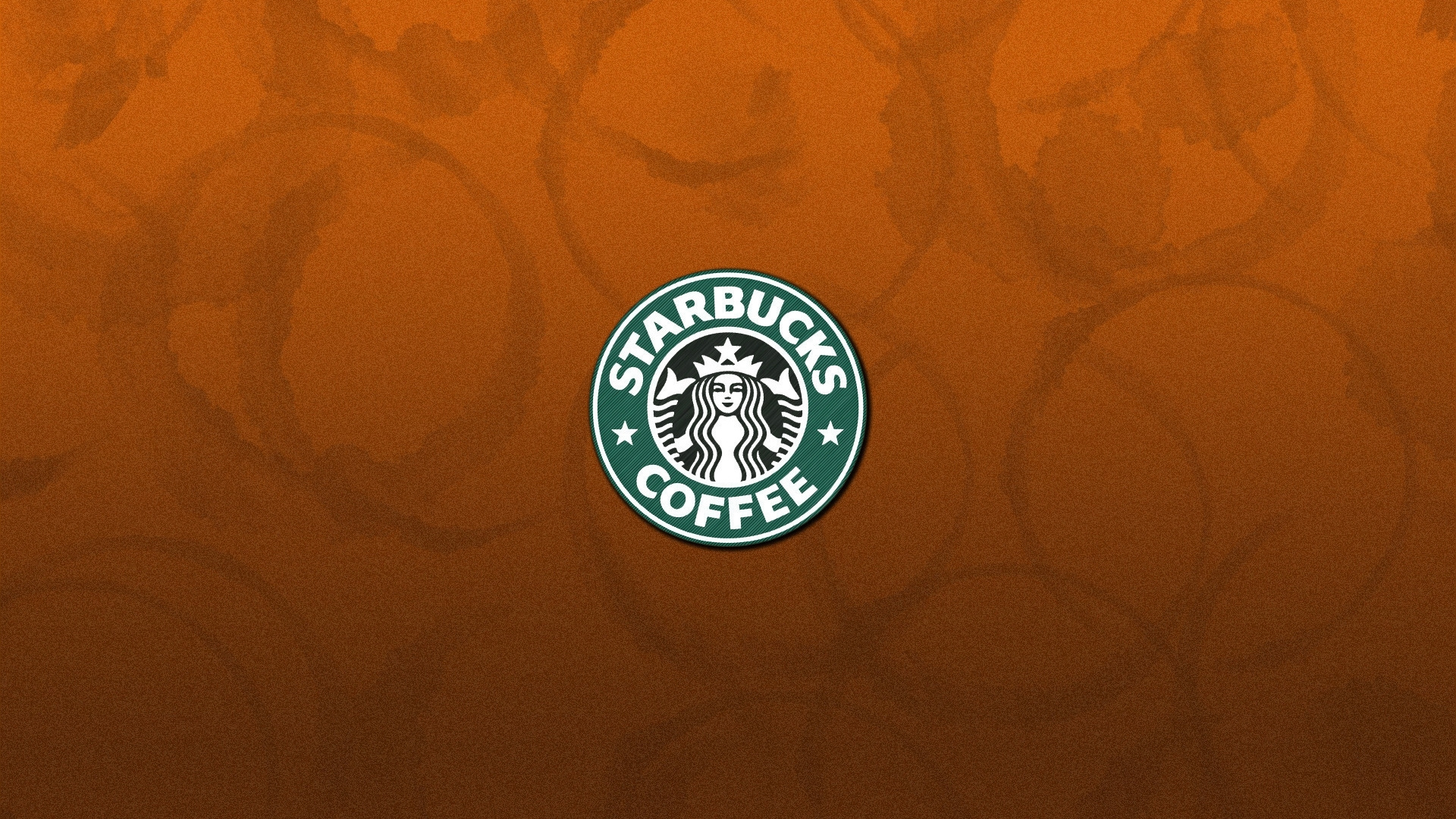 Logo Café Starbucks Sur Textile Orange. Wallpaper in 1920x1080 Resolution