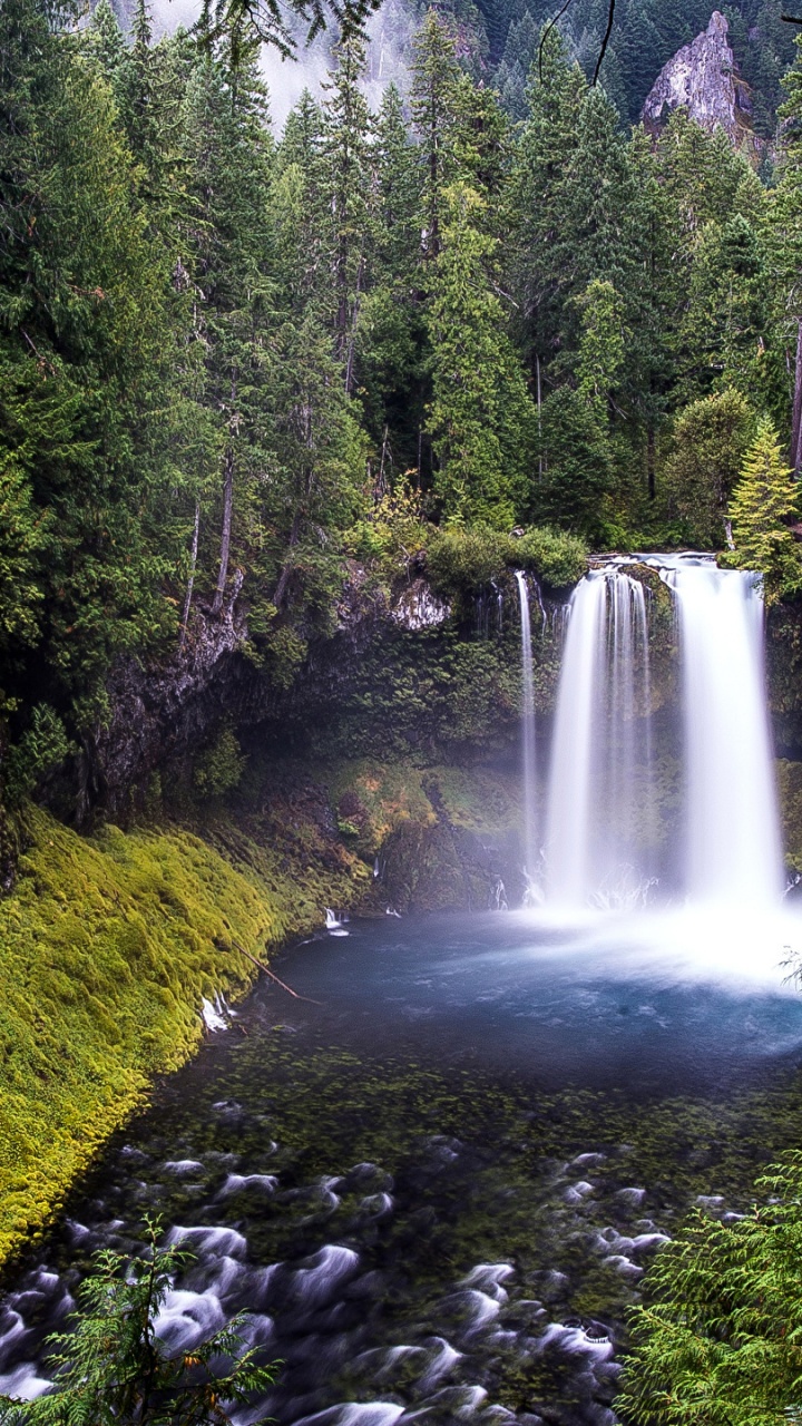 Wasserfälle Mitten im Wald Tagsüber. Wallpaper in 720x1280 Resolution