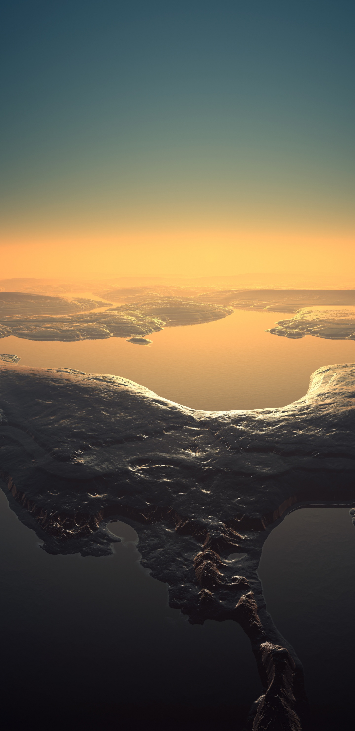 Braune Und Schwarze Felsformation Bei Sonnenuntergang. Wallpaper in 1440x2960 Resolution