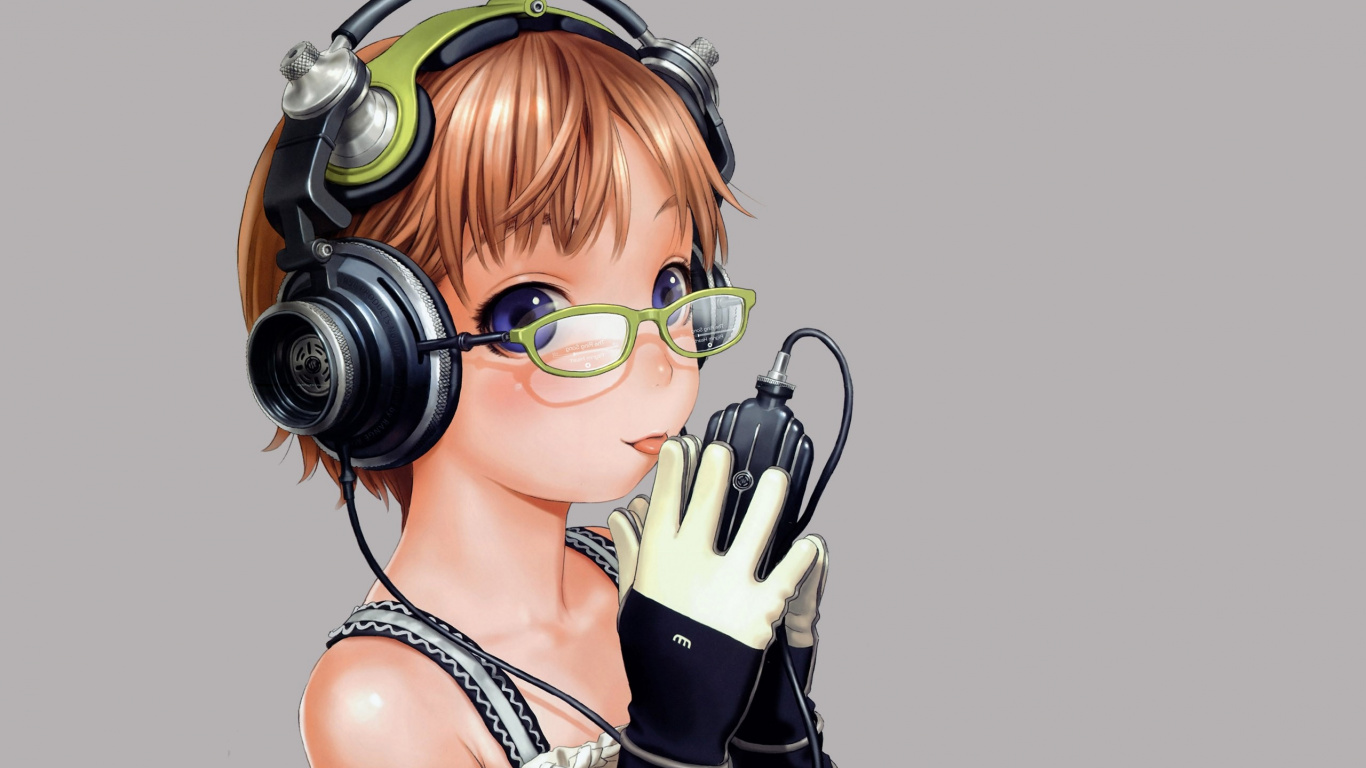 Woman in Black and White Tank Top Wearing Headphones. Wallpaper in 1366x768 Resolution