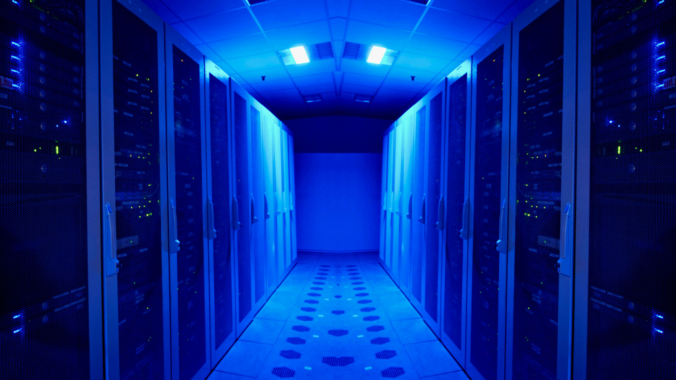 Couloir Bleu et Blanc Avec Lumières Bleues. Wallpaper in 1366x768 Resolution