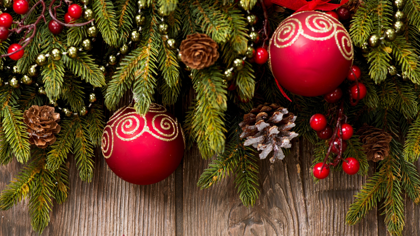 Le Jour De Noël, Décoration de Noël, Ornement de Noël, Arbre de Noël, Sapin. Wallpaper in 1366x768 Resolution