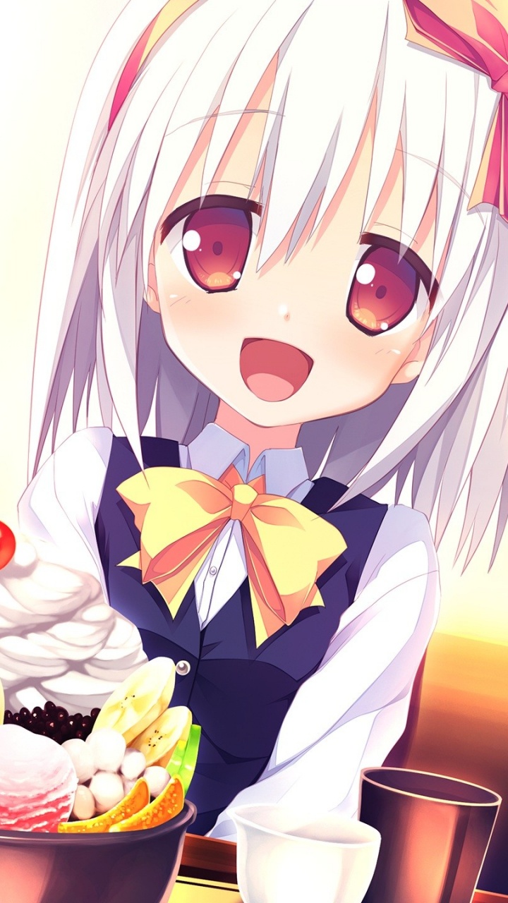 Fille en Uniforme Scolaire Noir et Blanc Tenant un Bouquet de Fleurs Illustration. Wallpaper in 720x1280 Resolution