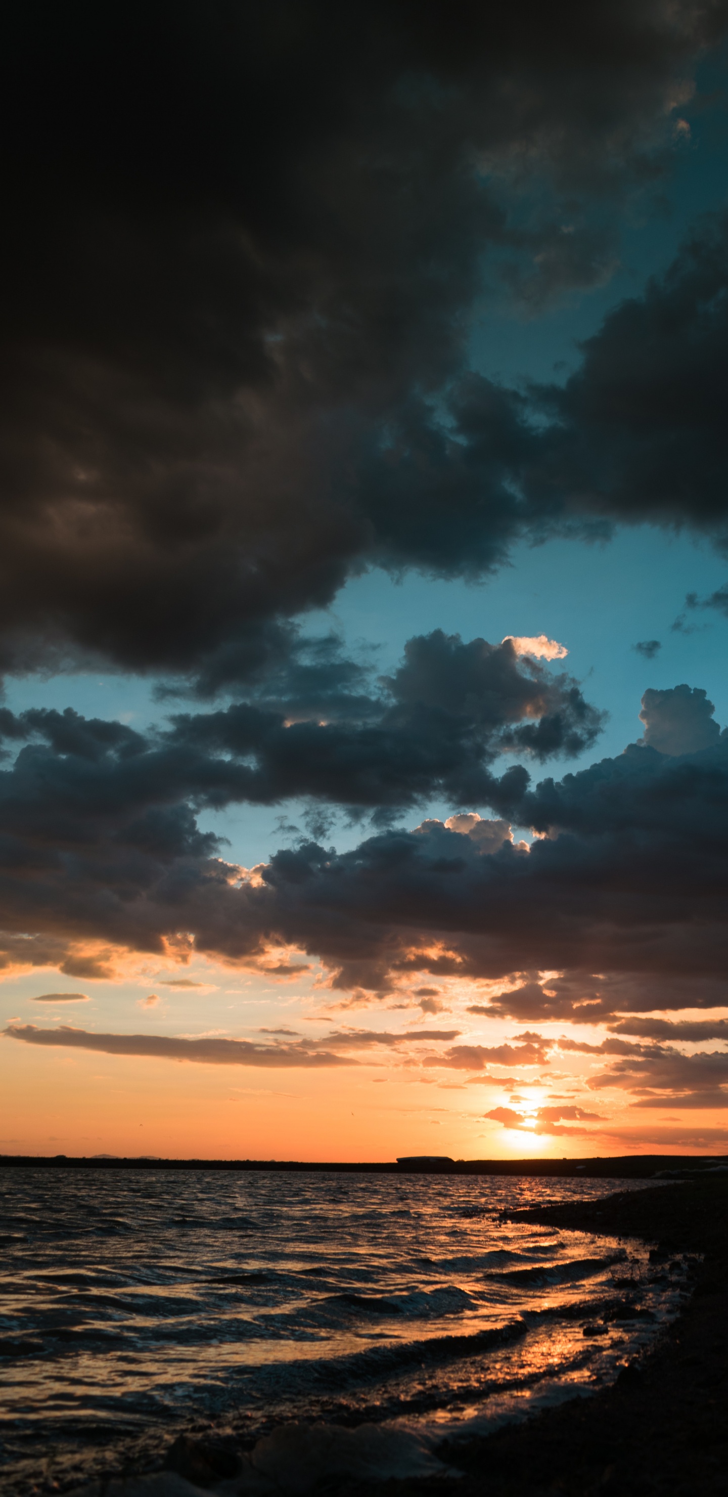 Küste Dunkler Sonnenuntergang, Sonnenuntergang, Android, Telefon, Meer. Wallpaper in 1440x2960 Resolution