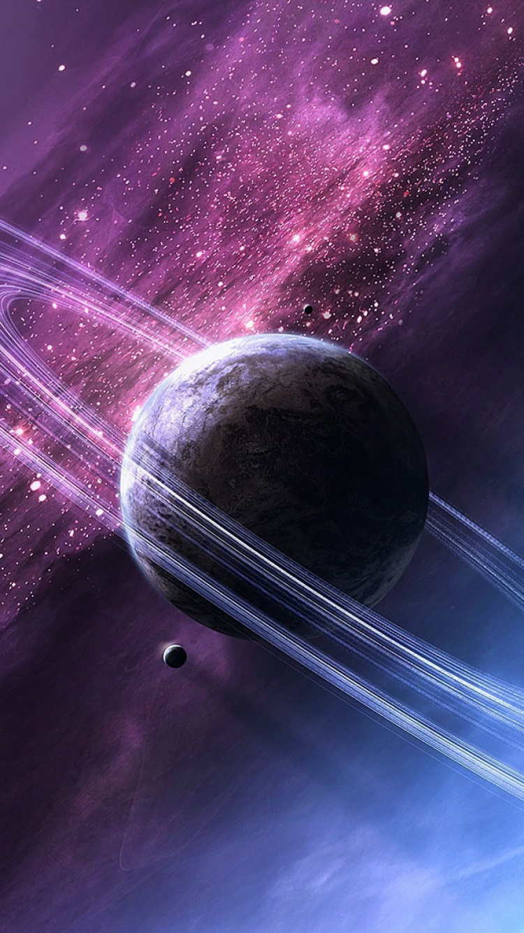 Purple and White Planet Illustration. Wallpaper in 750x1334 Resolution