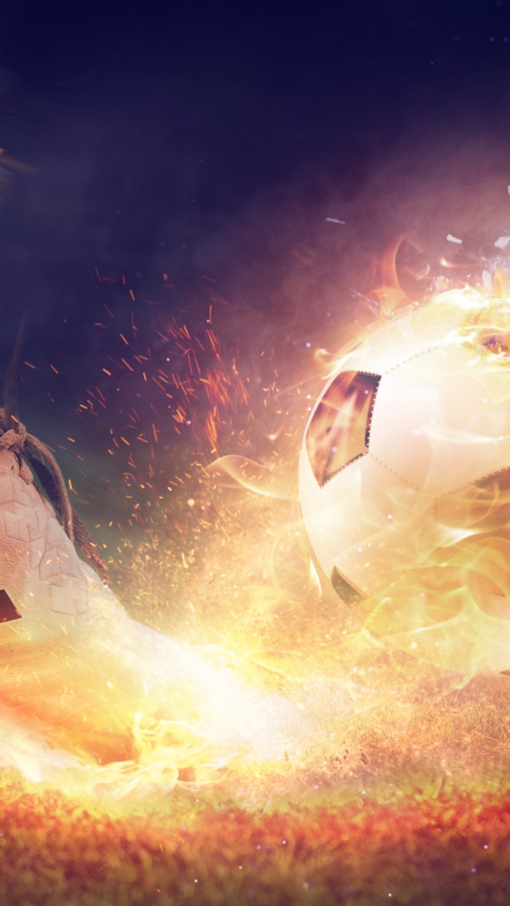 White Soccer Ball on Fire. Wallpaper in 720x1280 Resolution