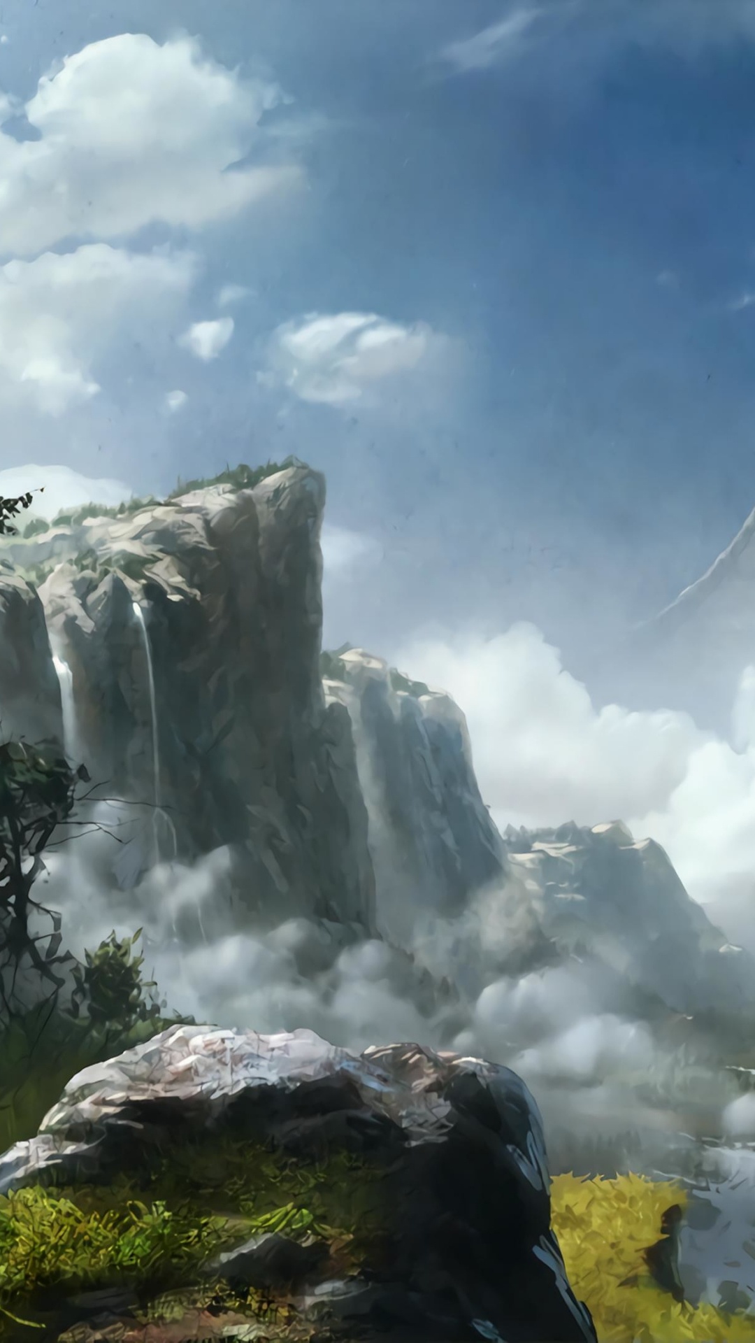 Waterfalls Under White Clouds and Blue Sky During Daytime. Wallpaper in 1080x1920 Resolution