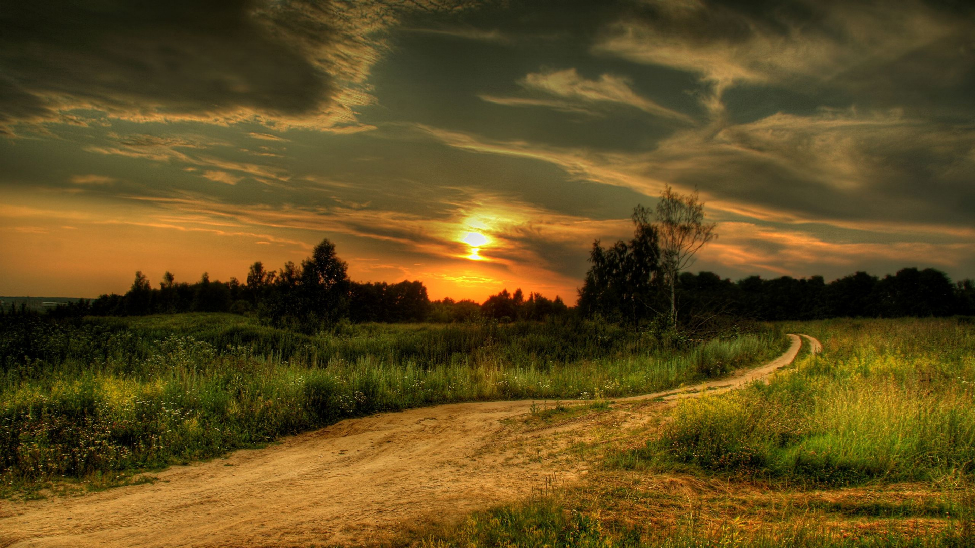 Green Grass Field During Sunset. Wallpaper in 1920x1080 Resolution