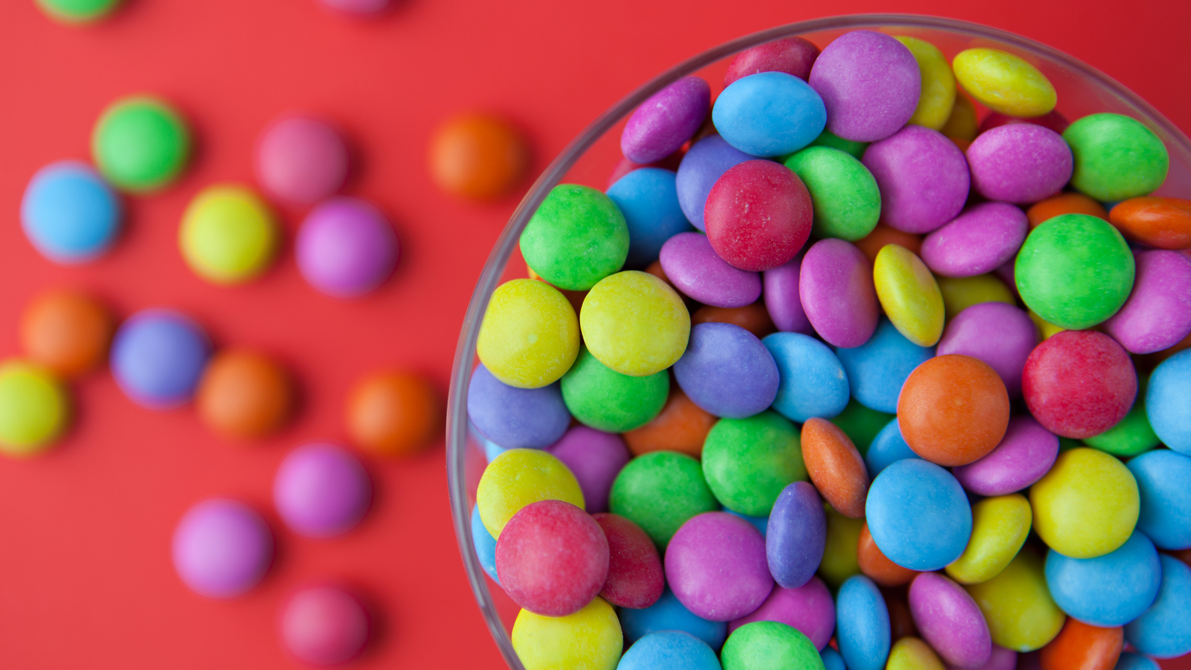 Assorted Color of Candies in Clear Glass Bowl. Wallpaper in 3840x2160 Resolution