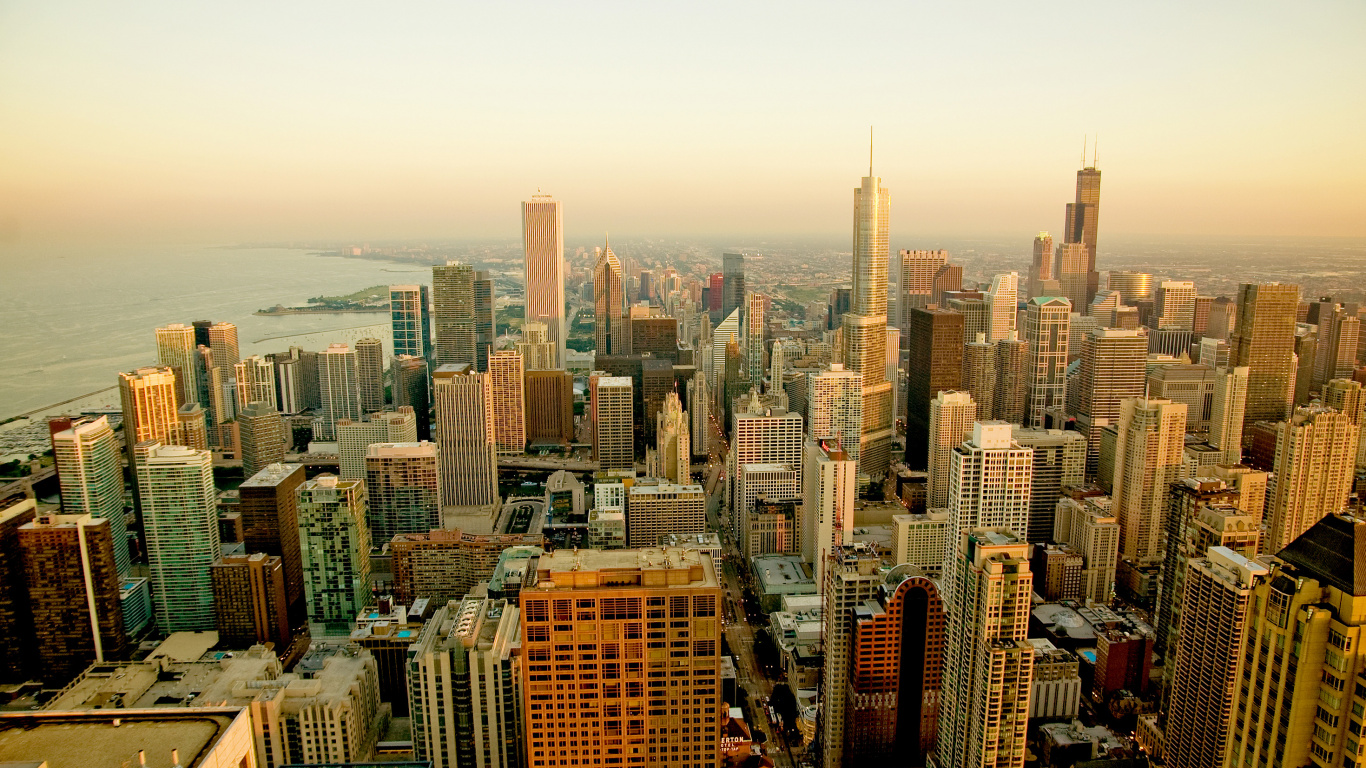 Aerial View of City Buildings During Daytime. Wallpaper in 1366x768 Resolution