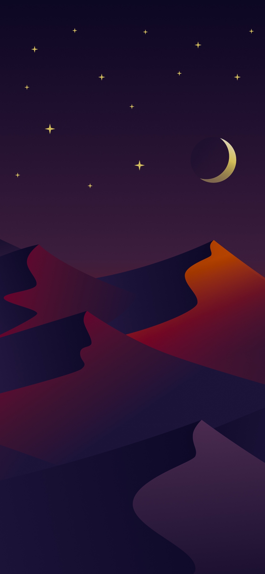 Ambiente, Naturaleza, Luna, de la Media Luna, Arte. Wallpaper in 1125x2436 Resolution