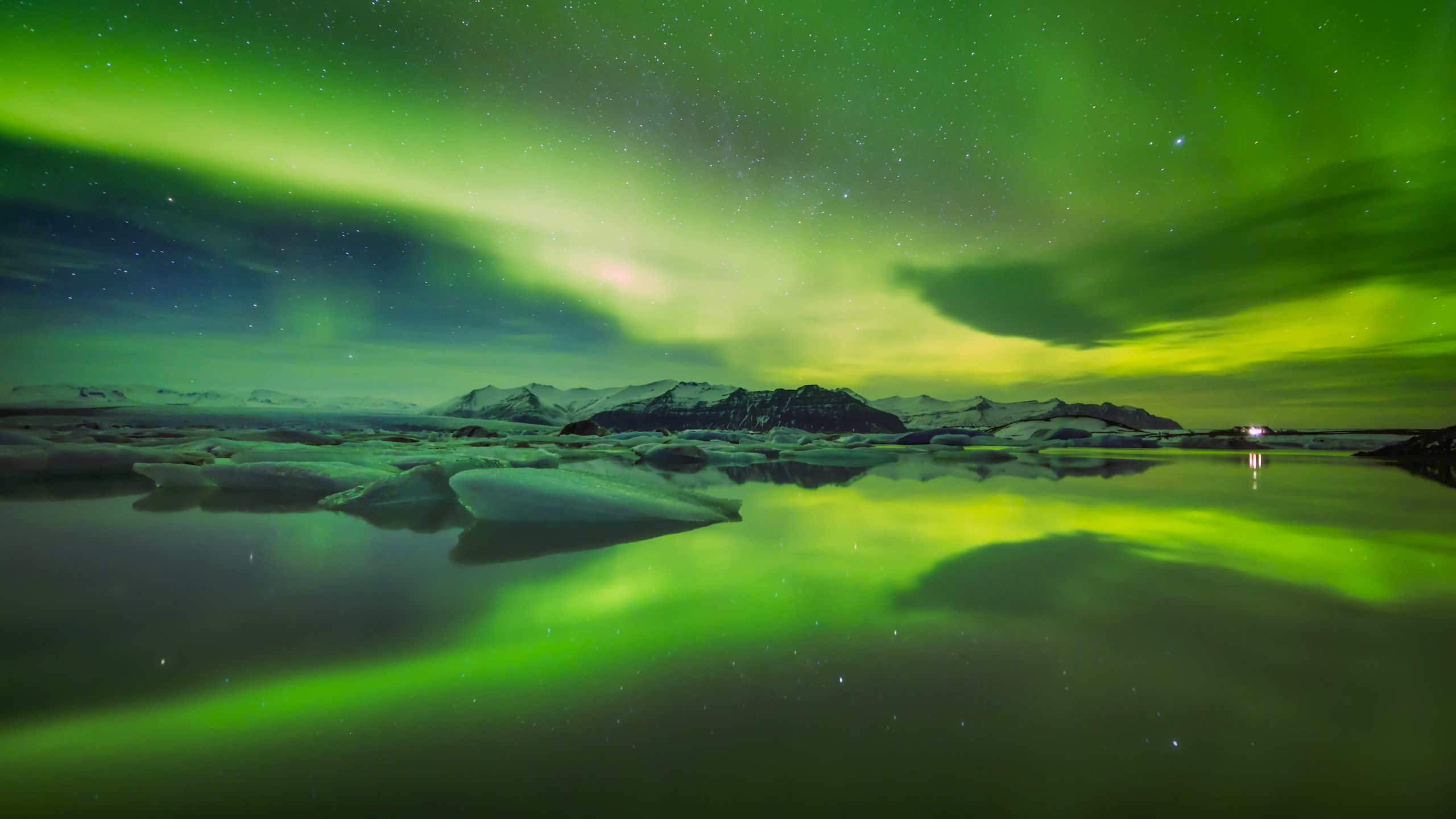 Grüne Und Schwarze Aurora Borealis. Wallpaper in 2560x1440 Resolution