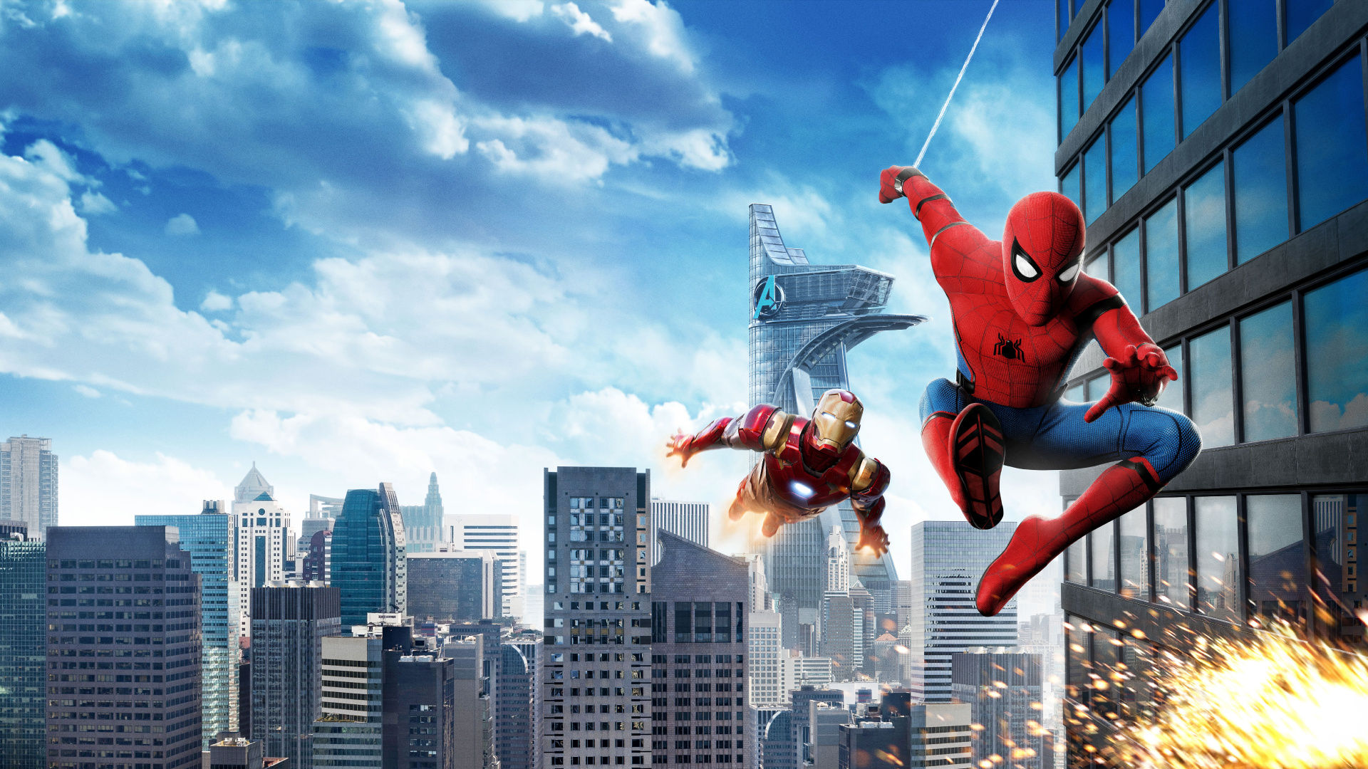 Mann in Roter Jacke Und Blauer Jeans, Der Tagsüber Auf Sendung Springt. Wallpaper in 1920x1080 Resolution