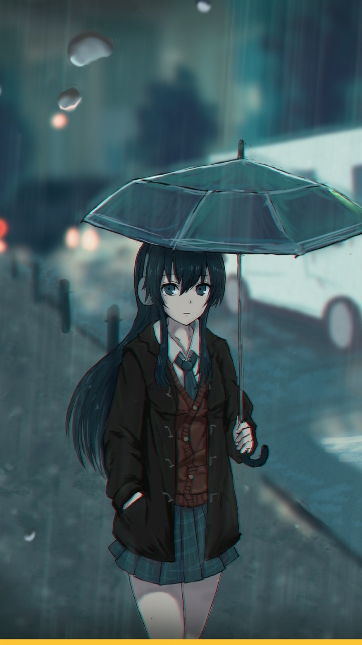 Femme en Manteau Noir et Marron Tenant un Parapluie. Wallpaper in 720x1280 Resolution