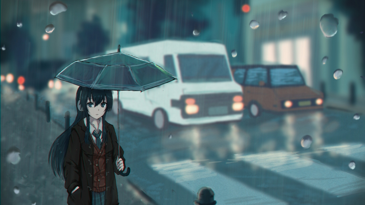 Woman in Black and Brown Coat Holding Umbrella. Wallpaper in 1280x720 Resolution