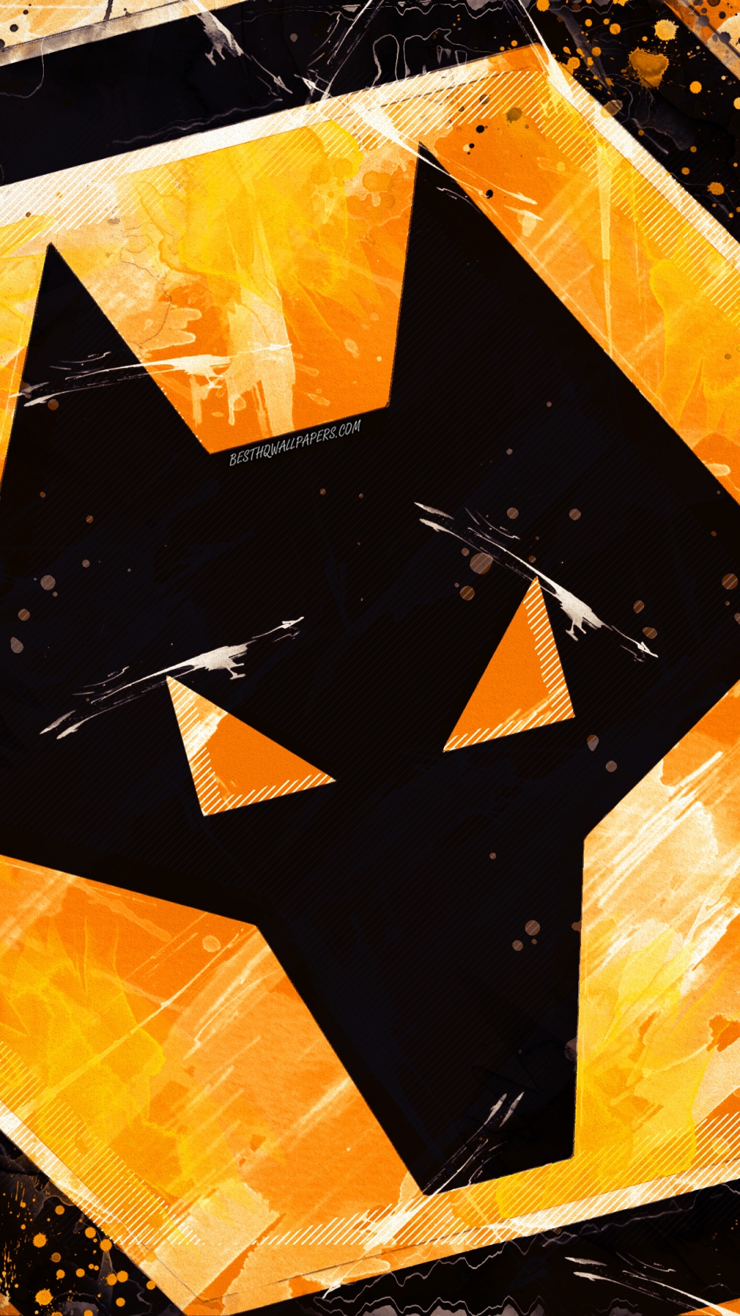 Wolverhampton Wanderers F C, Orange, Yellow, Amber, Graphic Design. Wallpaper in 1080x1920 Resolution