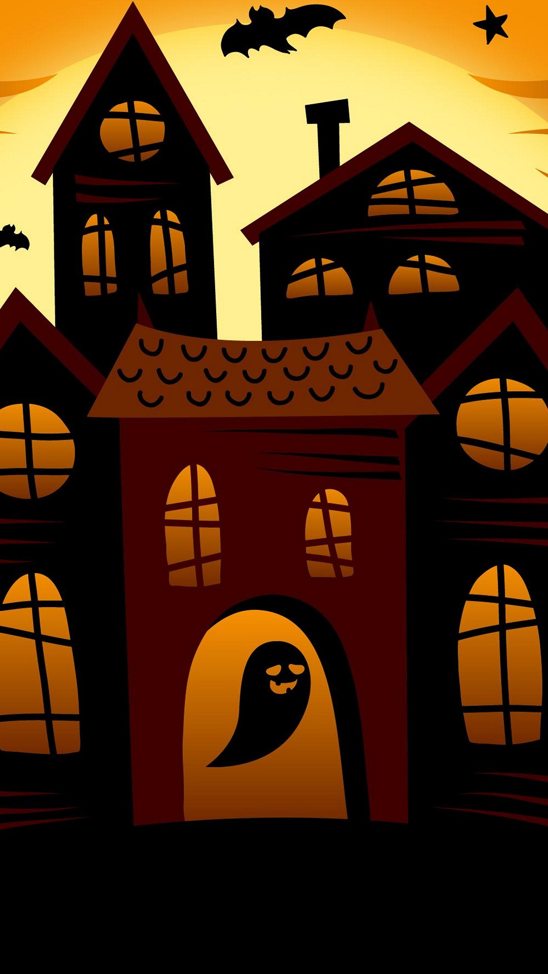 Halloween, Spukhaus, Zeichnung, Jack o Lantern, Eigenschaft. Wallpaper in 1080x1920 Resolution