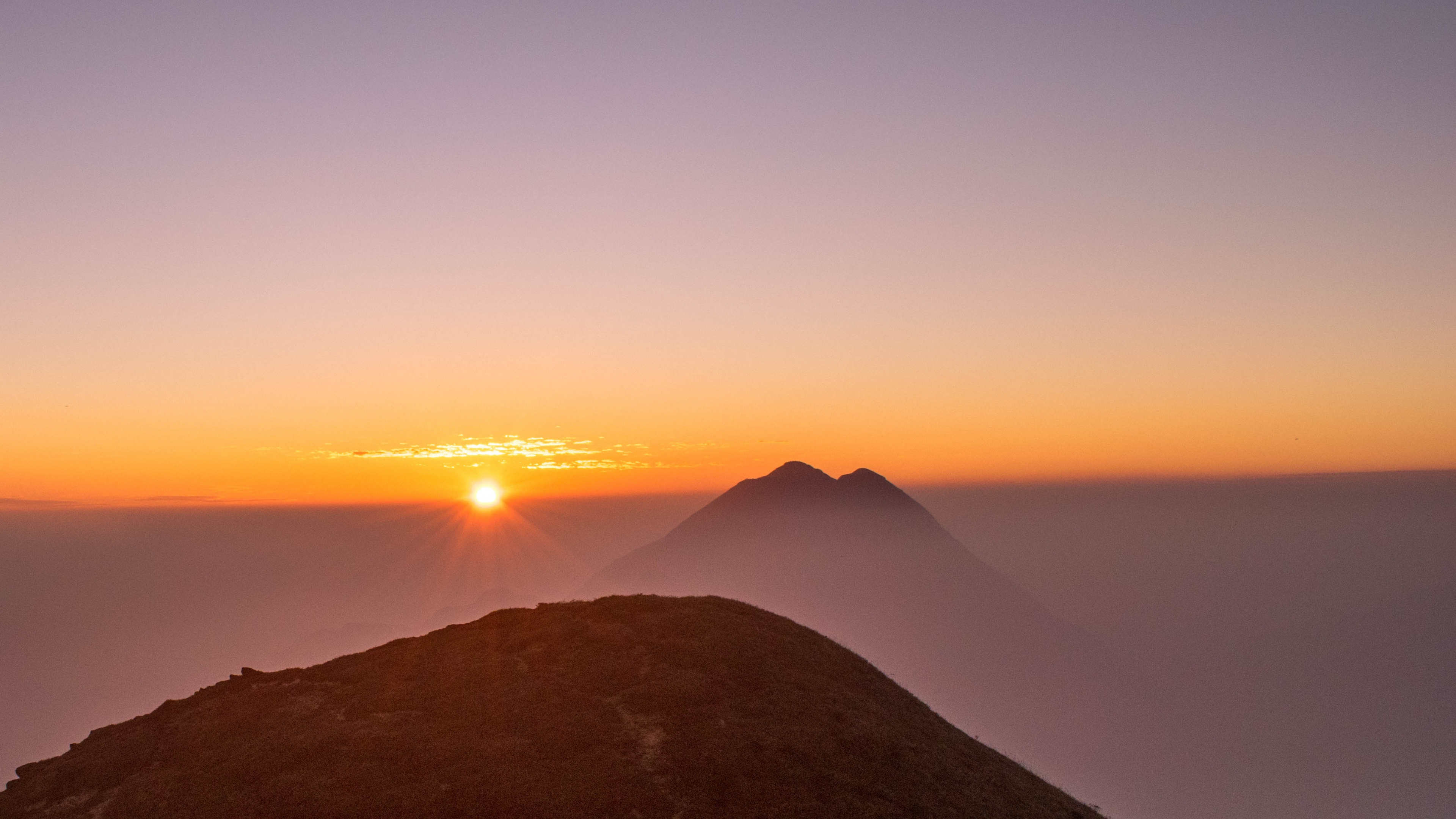 Sunset, Horizon, Sunrise, Morning, Mountain. Wallpaper in 3840x2160 Resolution