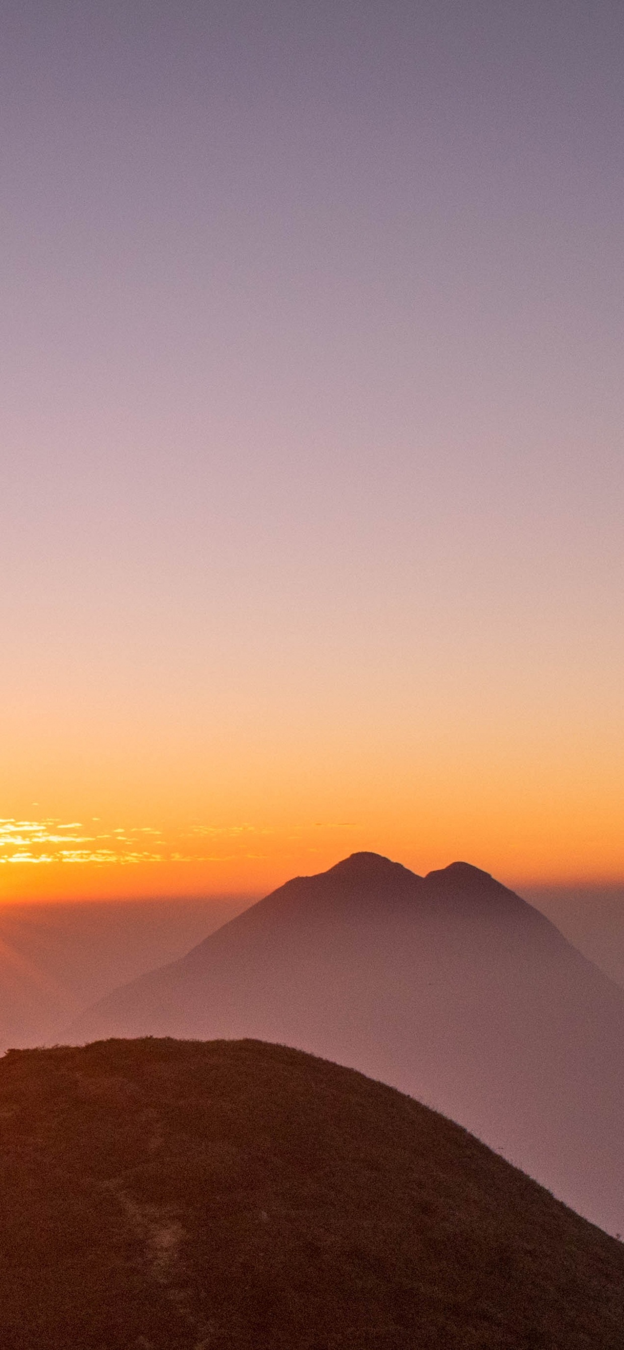 Puesta, Mañana, Montaña, Afterglow, Colina. Wallpaper in 1242x2688 Resolution