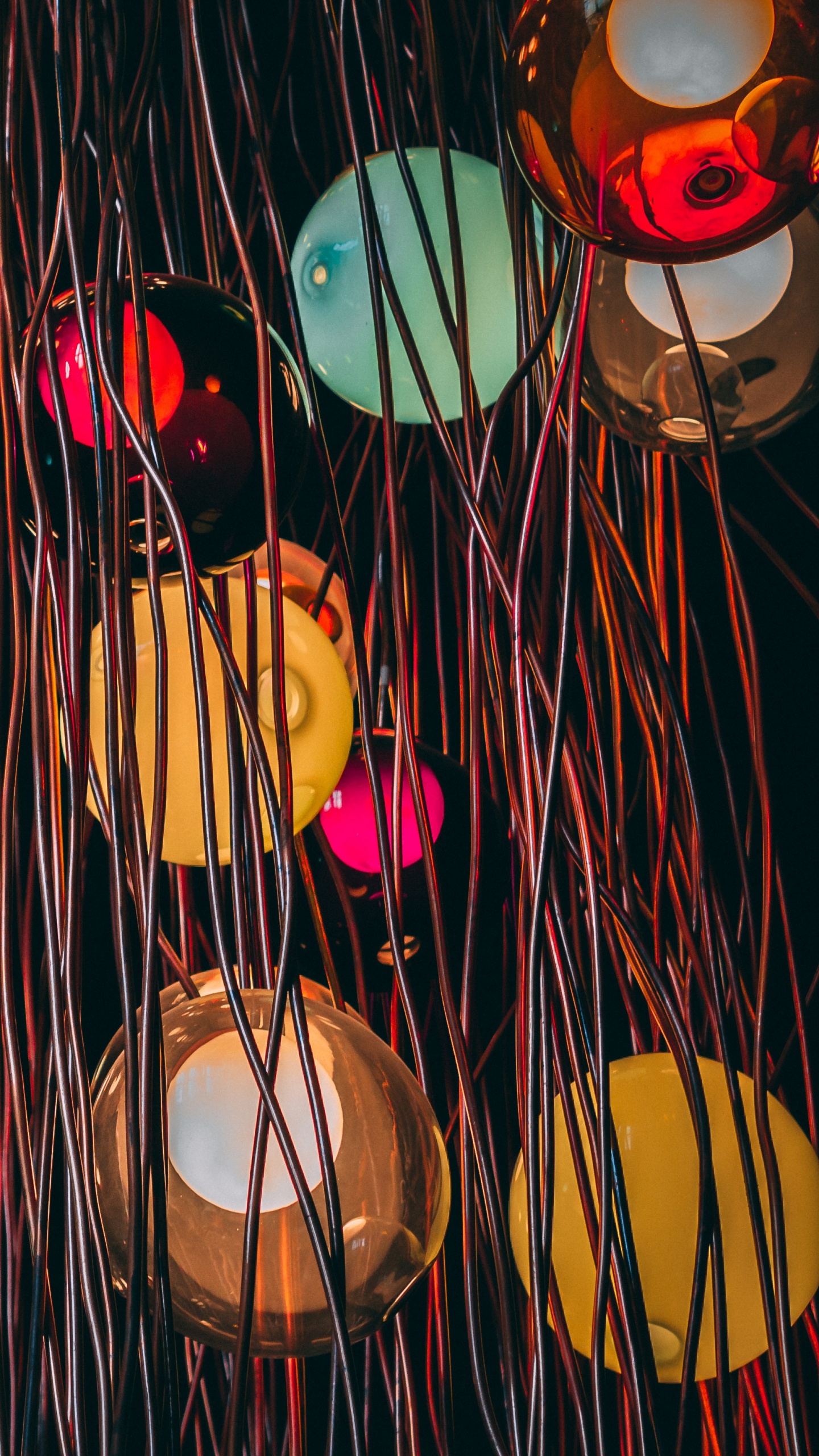 Red and Yellow Paper Lanterns. Wallpaper in 1440x2560 Resolution