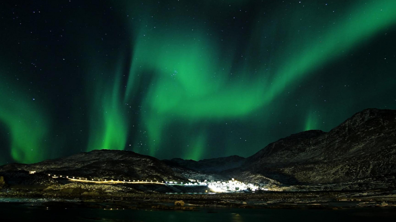 Aurora, Nature, Green, Light, Natural Landscape. Wallpaper in 1366x768 Resolution