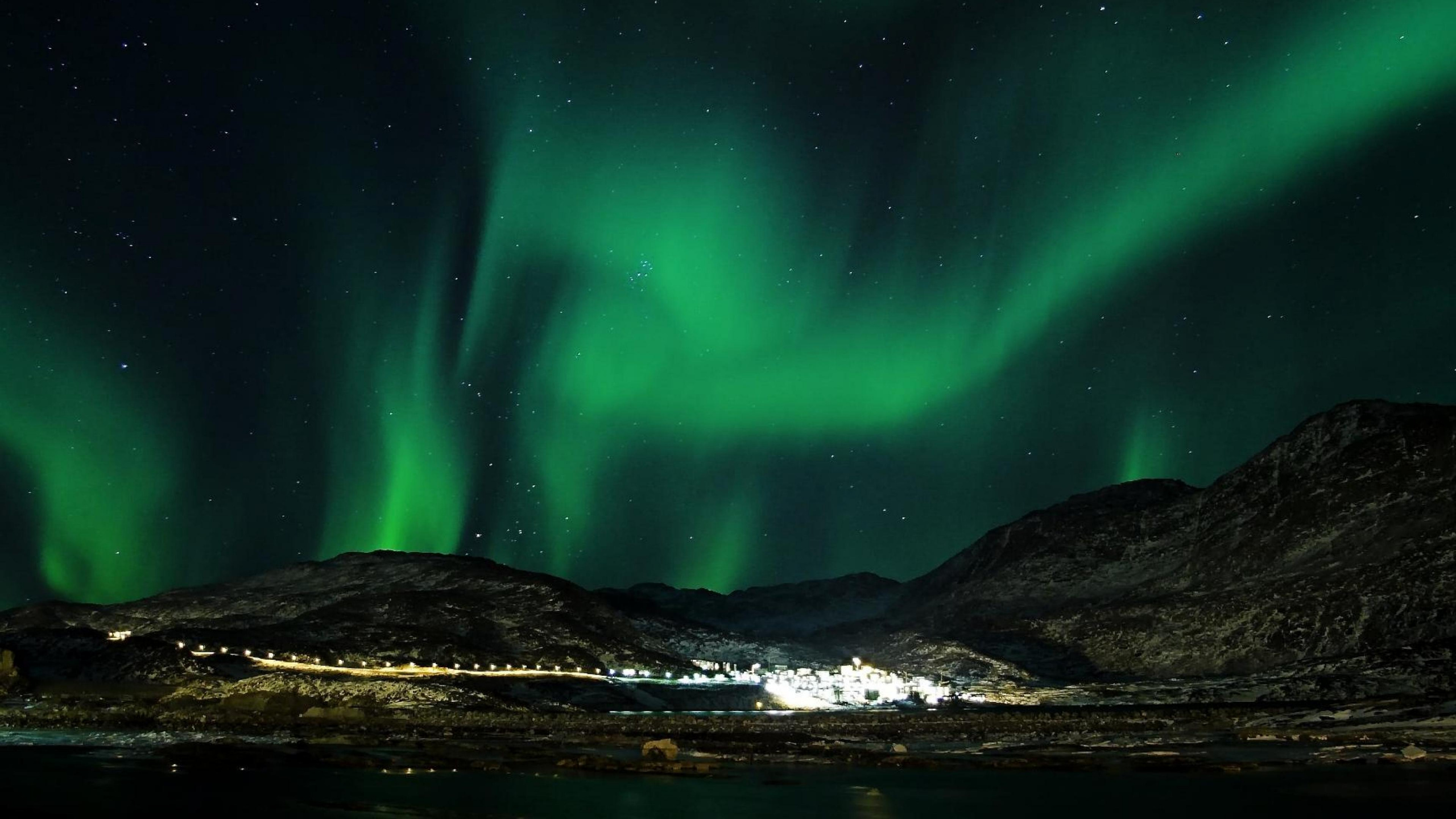 Aurora, Nature, Green, Light, Natural Landscape. Wallpaper in 2560x1440 Resolution