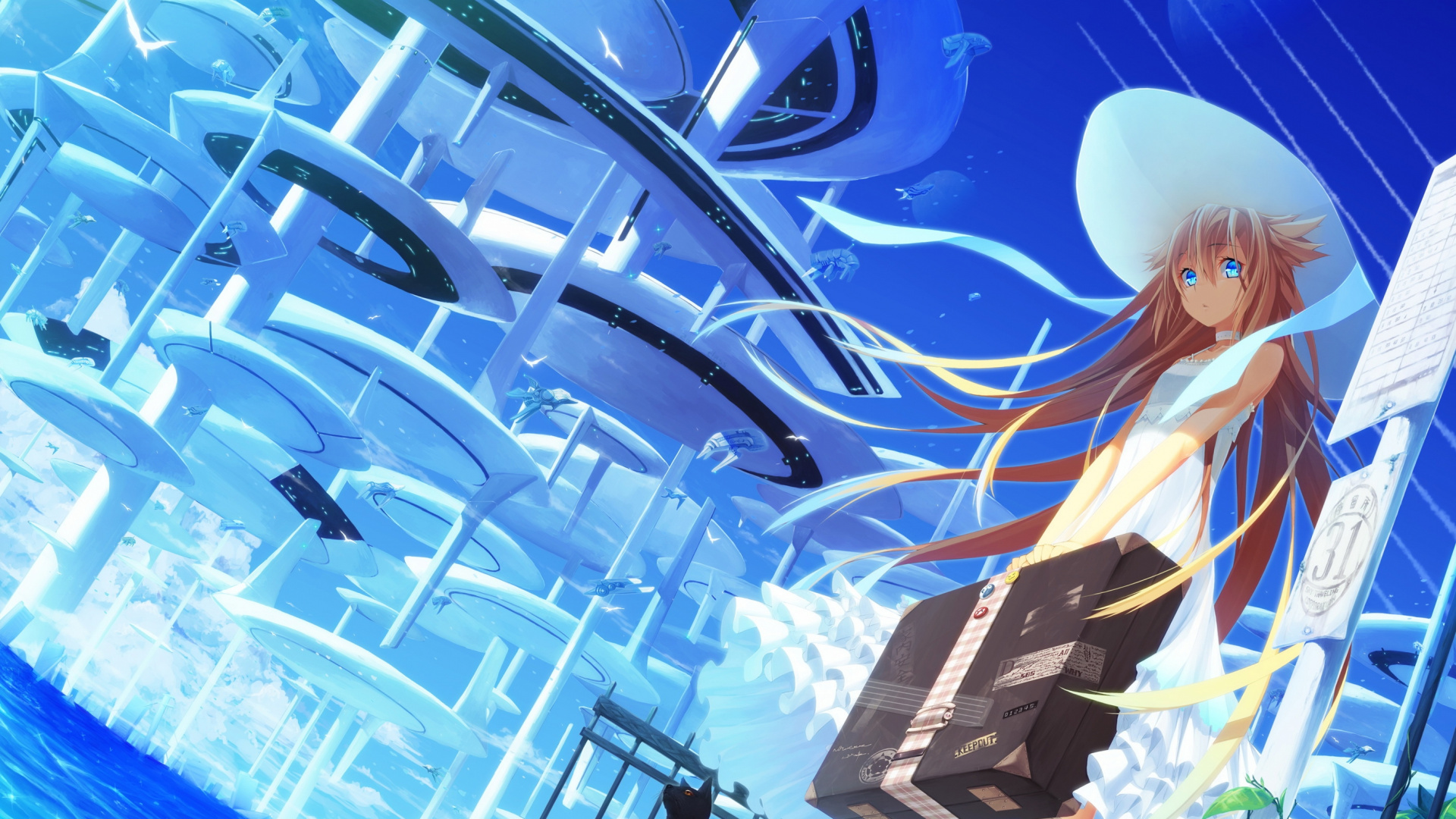 Blue and White Metal Frame. Wallpaper in 1920x1080 Resolution