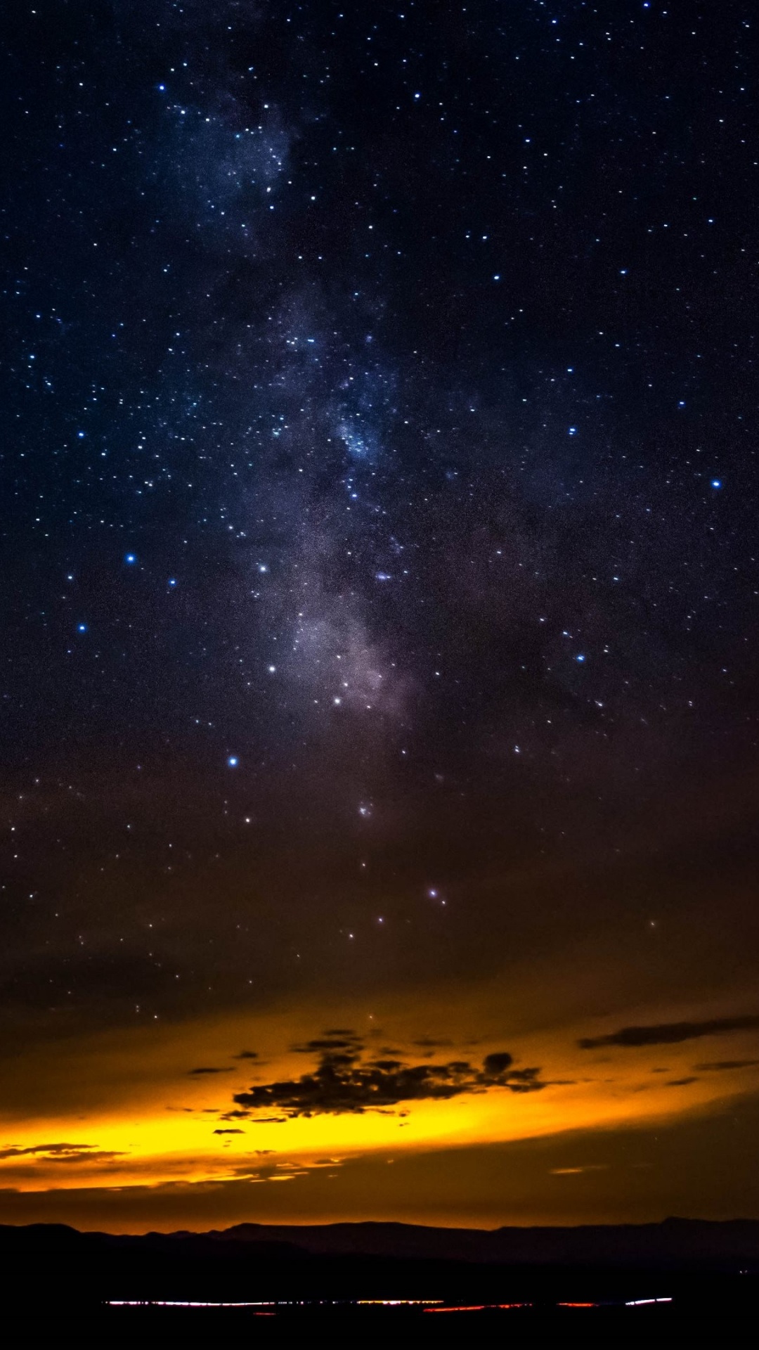 Silhouette de Montagne Sous la Nuit Étoilée. Wallpaper in 1080x1920 Resolution