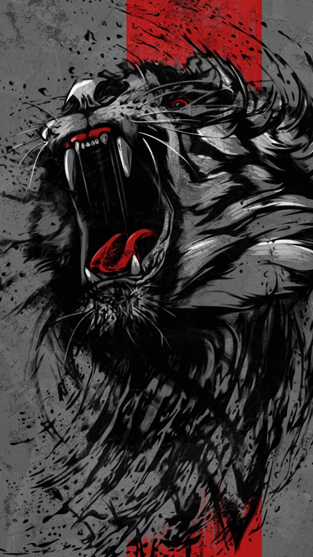 Tiger, Lion, Vektor-Grafiken, Brüllen, Illustration. Wallpaper in 1080x1920 Resolution