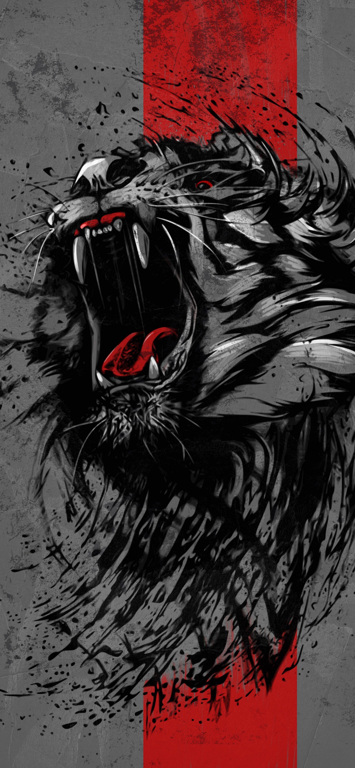 Tiger, Lion, Vektor-Grafiken, Brüllen, Illustration. Wallpaper in 1242x2688 Resolution