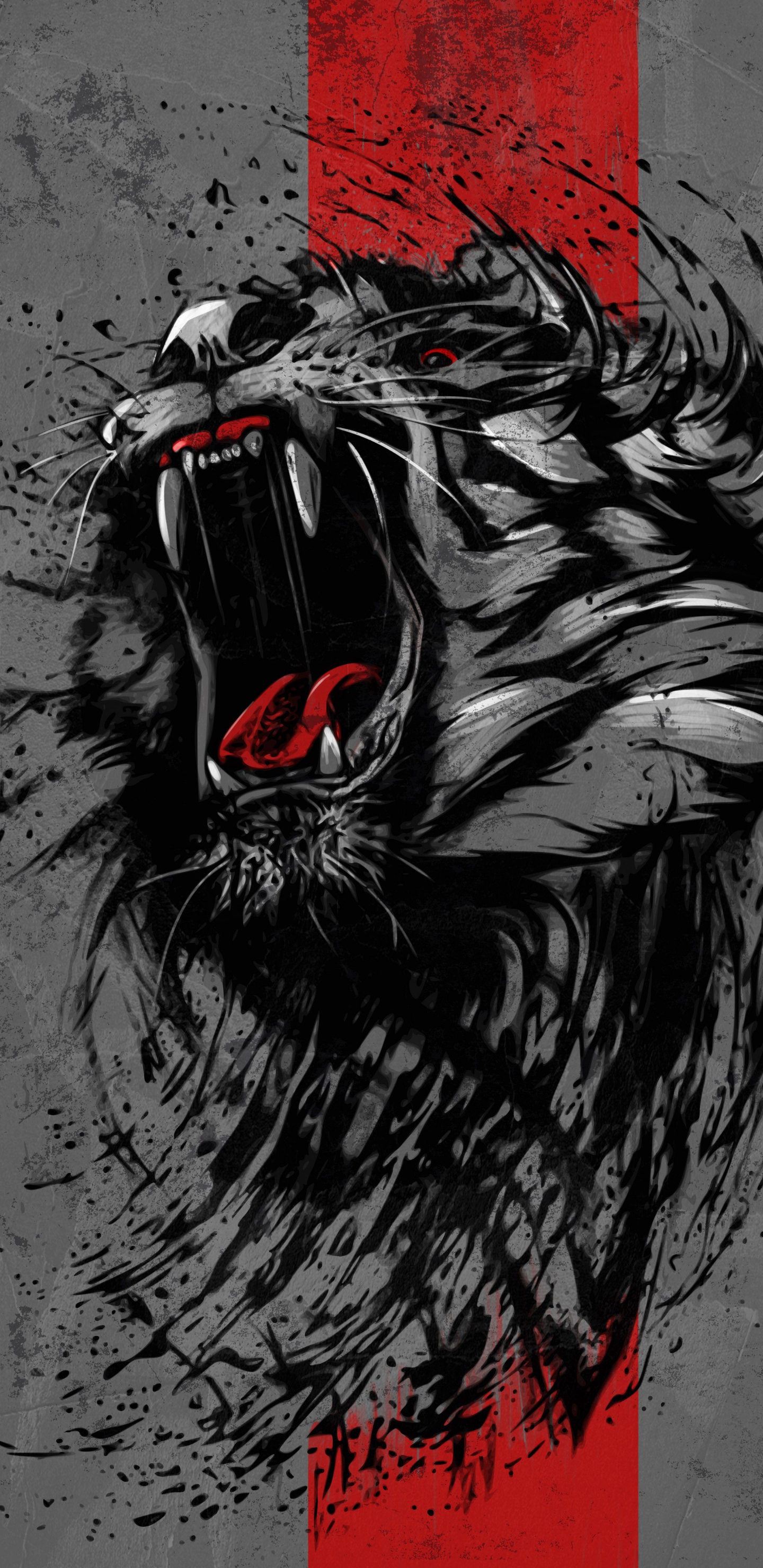 Tigre, Lion, Graphiques Vectoriels, Rugissement, Illustration. Wallpaper in 1440x2960 Resolution