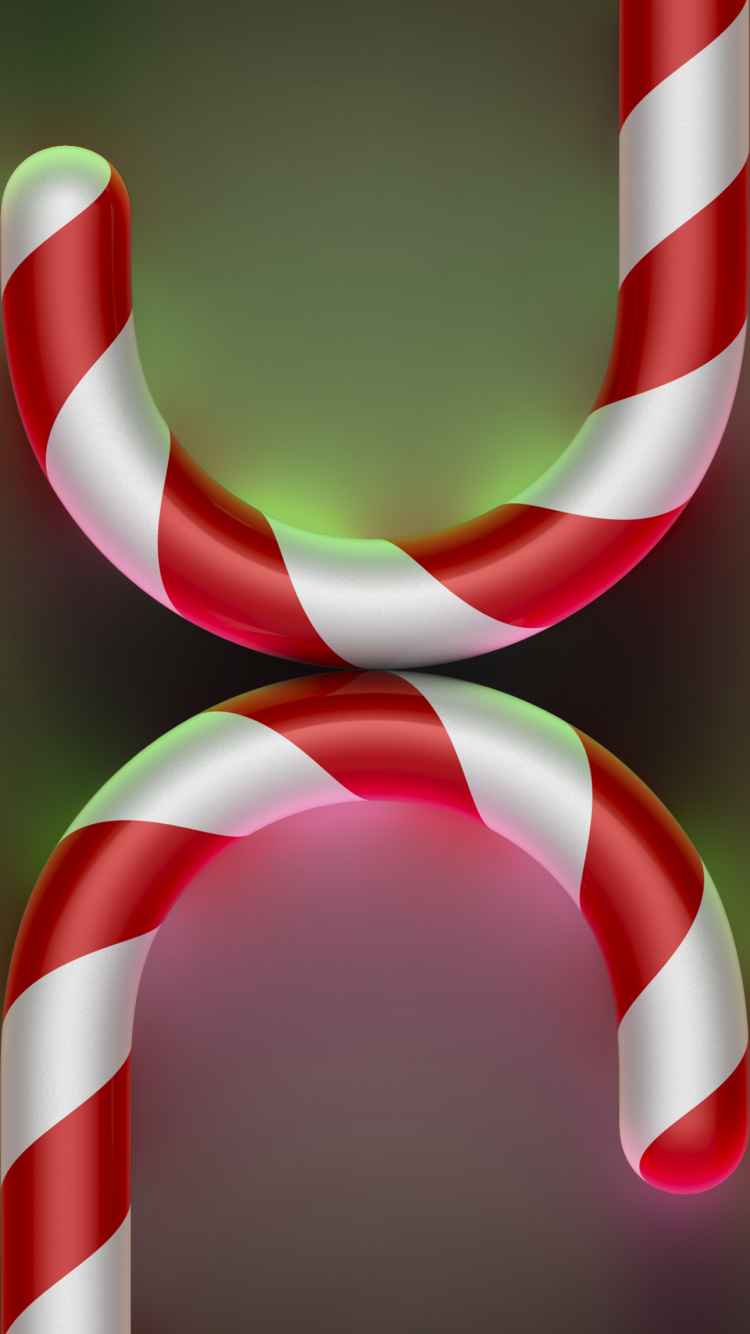 Christmas, IOS 14, Candy Cane, Red, Polkagris. Wallpaper in 750x1334 Resolution