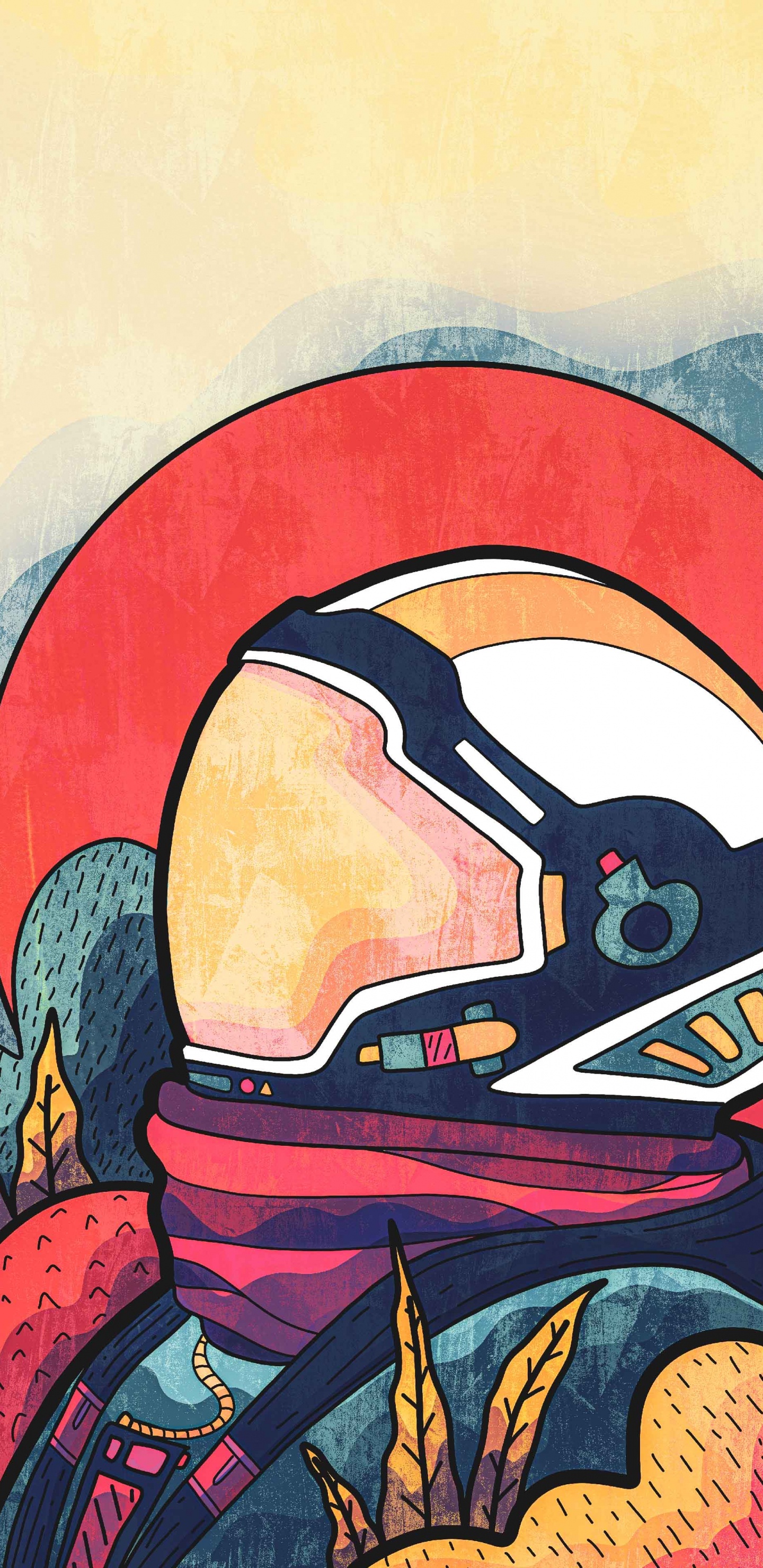 Outer Space, Astronaut, Space, Paint, Painting. Wallpaper in 1440x2960 Resolution