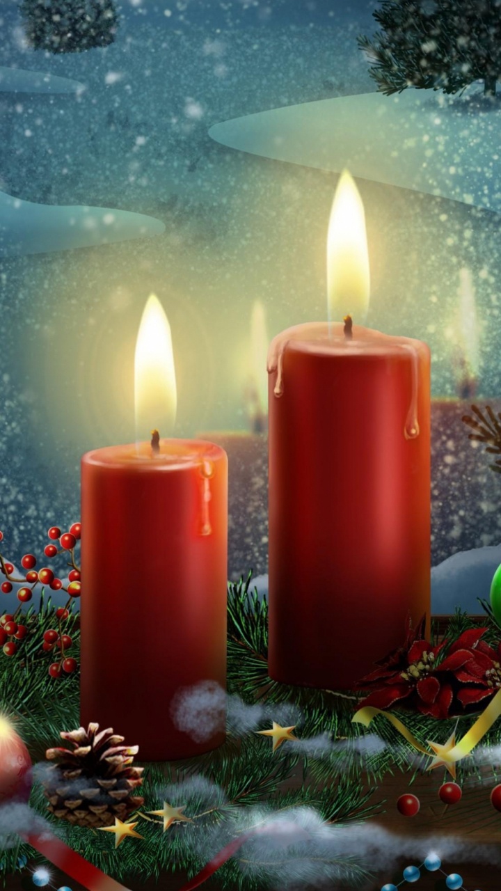 Candle, Christmas, Christmas Decoration, Event, Jingle Bell. Wallpaper in 720x1280 Resolution