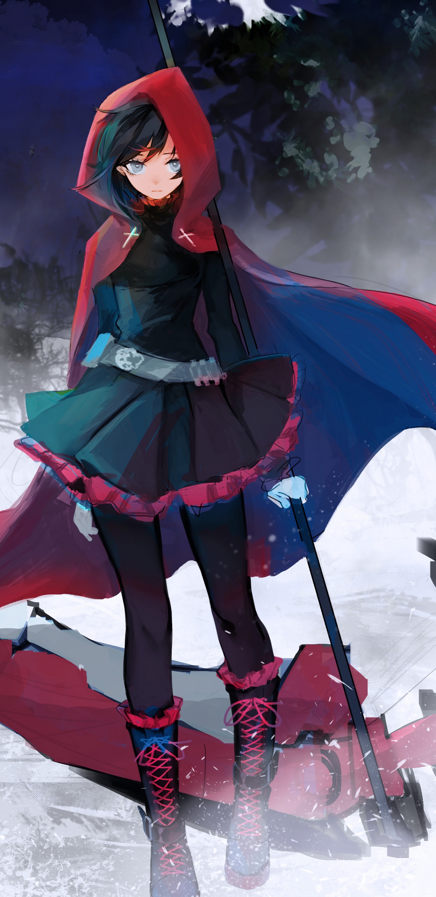 Woman in Green and Red Dress Holding Red Umbrella. Wallpaper in 1440x2960 Resolution