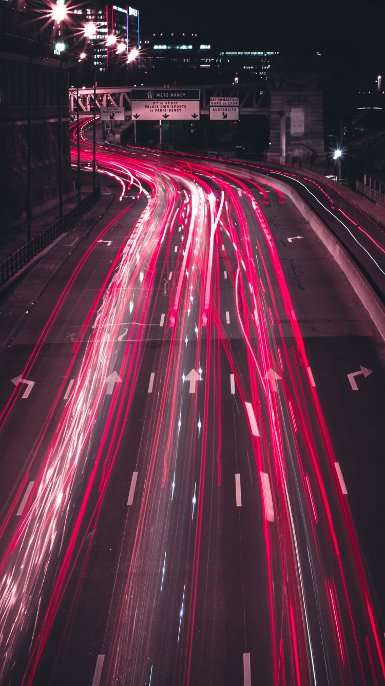 Time Lapse Photography of Cars on Road During Night Time. Wallpaper in 750x1334 Resolution