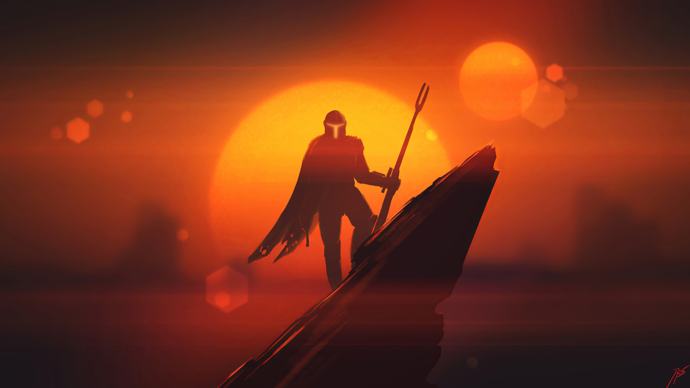 Silhouette D'homme Debout Sur le Bateau Pendant le Coucher du Soleil. Wallpaper in 1366x768 Resolution