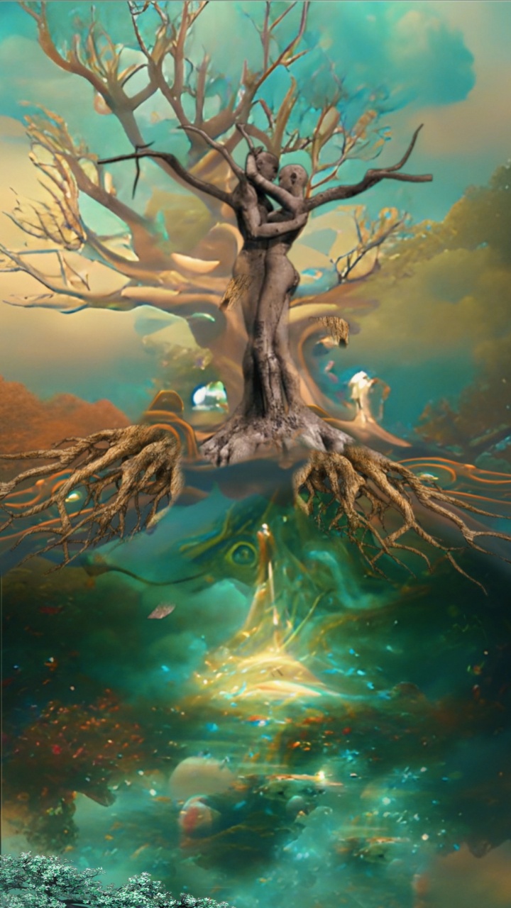 Woman Tree, Visual Arts, Painting, Nature, Tree. Wallpaper in 720x1280 Resolution