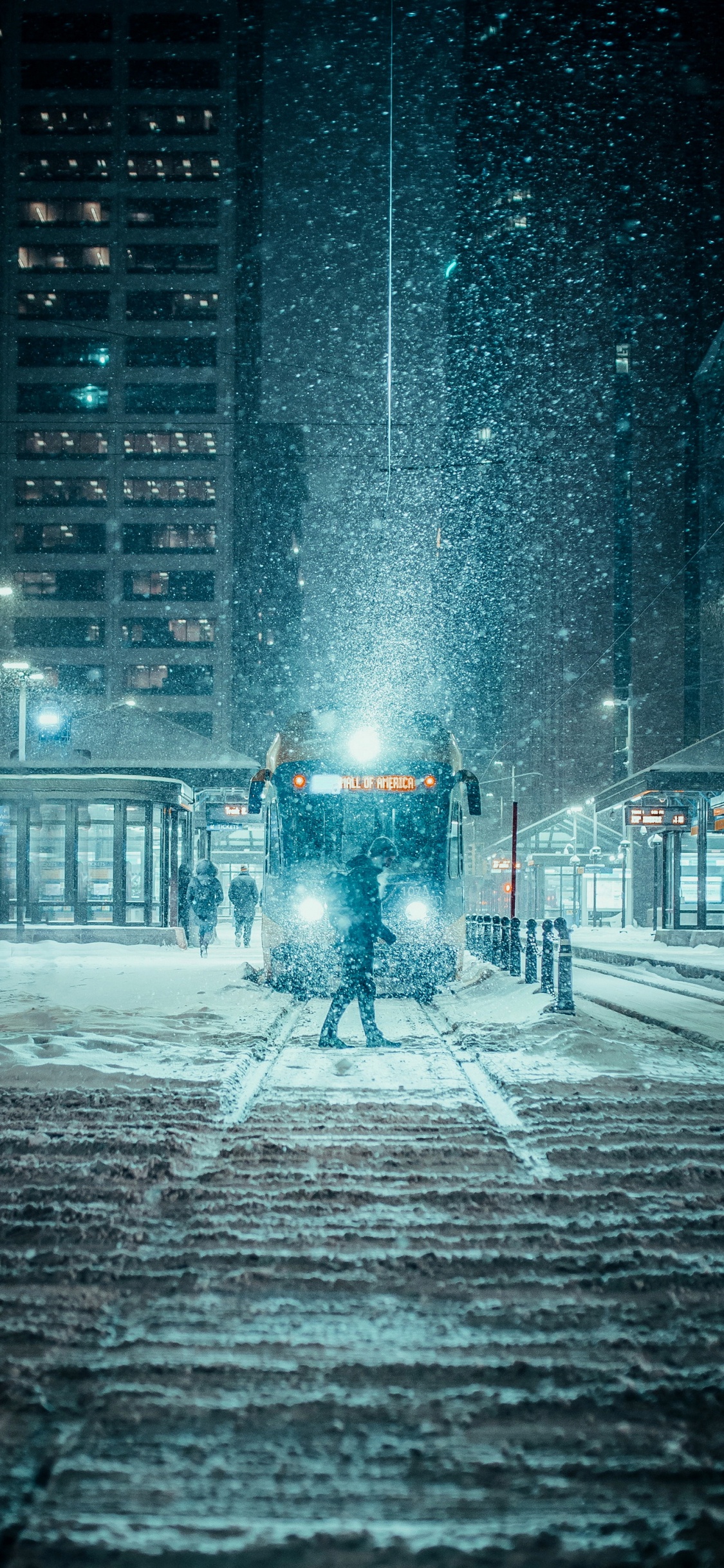 Winter City, Snow, Winter, City, Seoul. Wallpaper in 1125x2436 Resolution