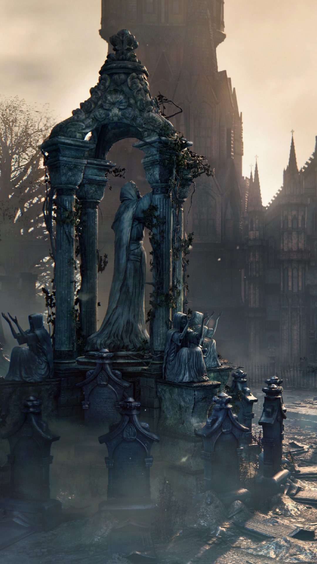 Leute, Die Tagsüber Auf Der Straße in Der Nähe Der Statue Gehen. Wallpaper in 1080x1920 Resolution