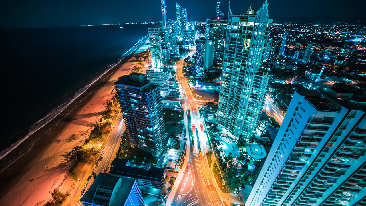 City Skyline During Night Time. Wallpaper in 1280x720 Resolution