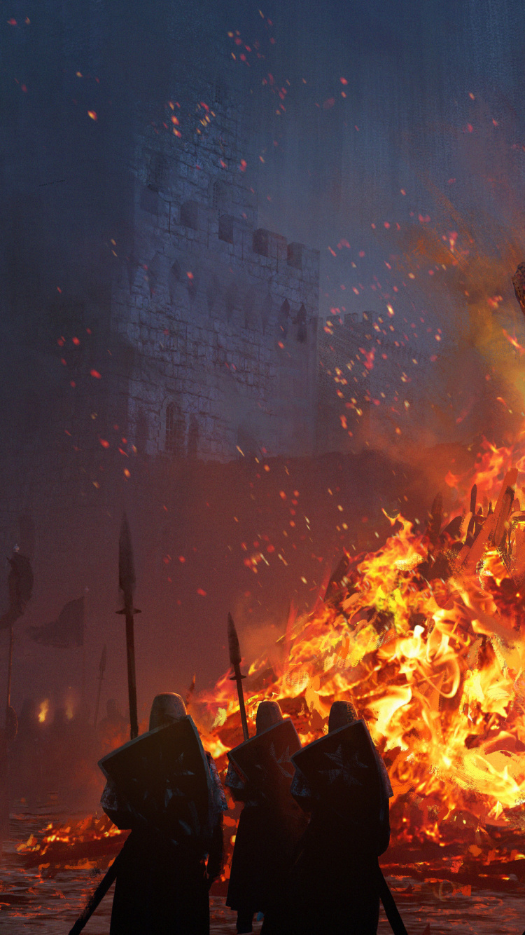 Bonfire, Art, Concept Art, Digital Art, Light. Wallpaper in 750x1334 Resolution