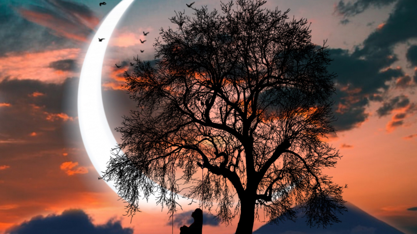 Sunset, Cloud, Colored, Golden Hour, Horizon. Wallpaper in 1366x768 Resolution