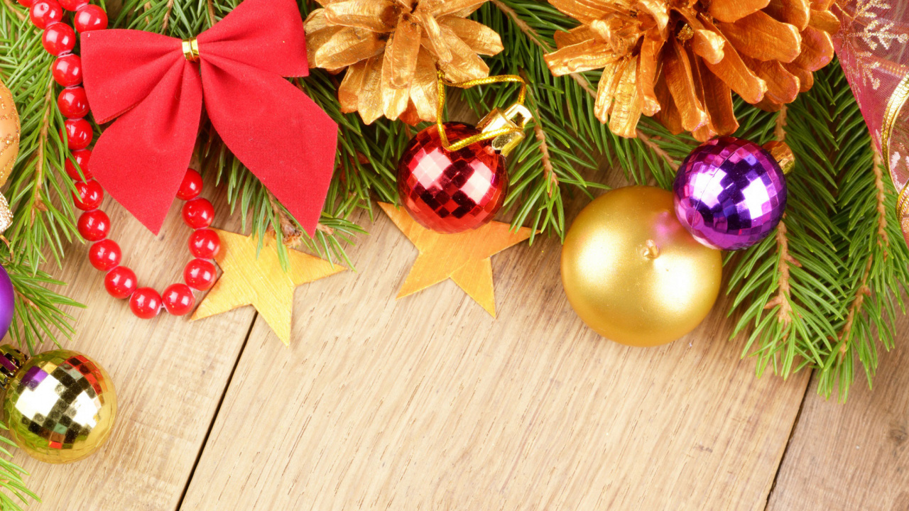 New Year, Christmas Day, Holiday, Christmas Decoration, Christmas Ornament. Wallpaper in 1280x720 Resolution
